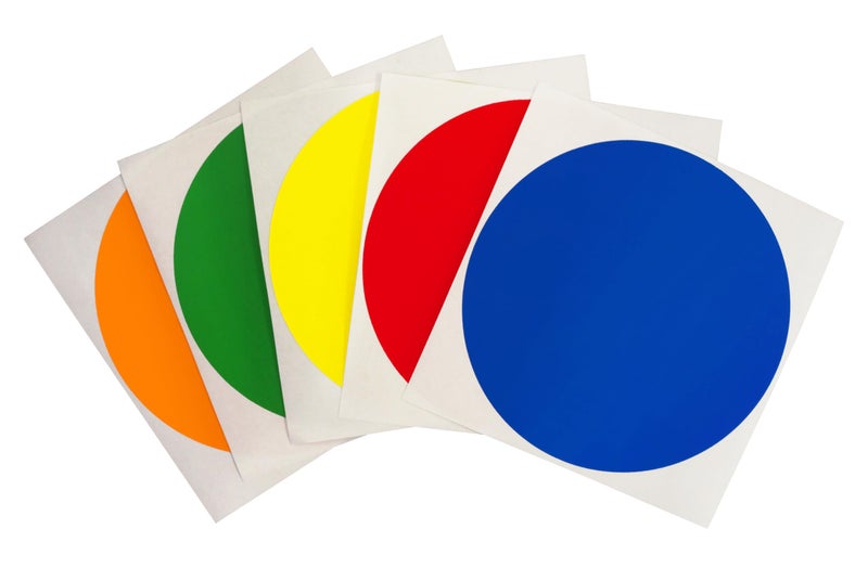 ChromaLabel 4 Inch Round Color Coding Label Stickers, Semi-Gloss, Permanent, 100 Sticky Dots in 5 Assorted Colors, Colored Dot Stickers for Arts, Crafts, and Office Supplies - Image 1